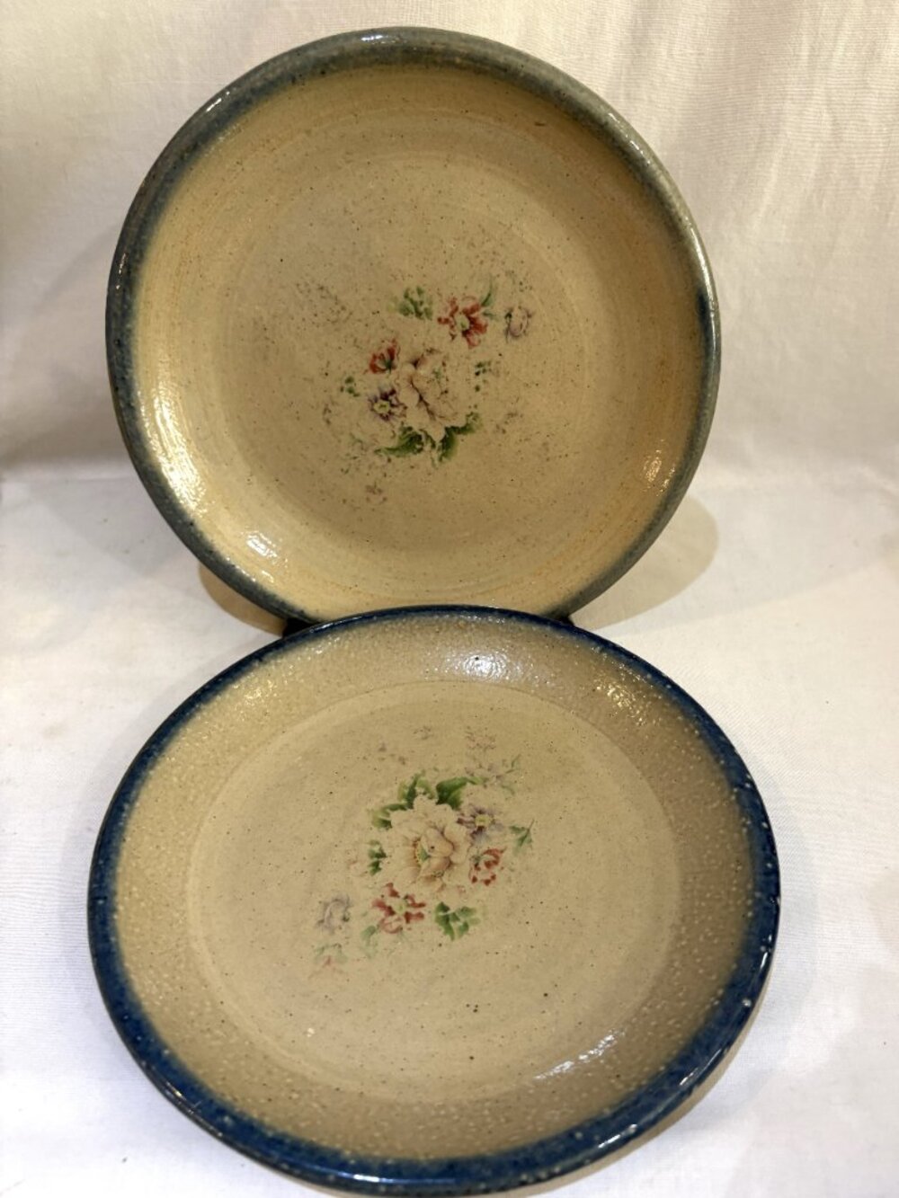 Pair of Monroe Salt Works Pottery Maine Salt Glaze Salad Plates 7.5 inch